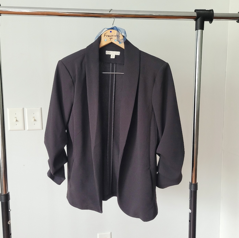 Women’s Open Front Blazer with 3/4 Sleeves – Black – Size M